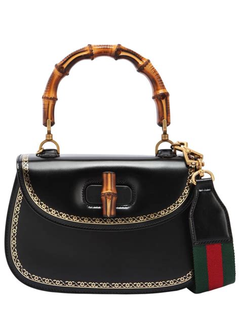 gucci bamboo daily leather top handle bag price|Gucci bamboo handle shopper.